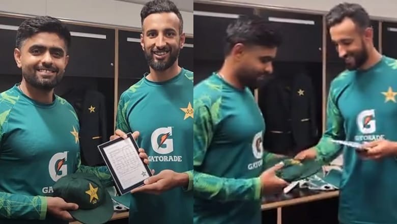 Shan Masood presents special souvenir, cap to Babar Azam on his 50th Test appearance
