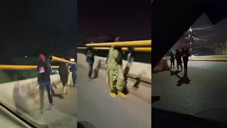 VIDEO: Thieves steal protective iron bar of bridge in Karachi