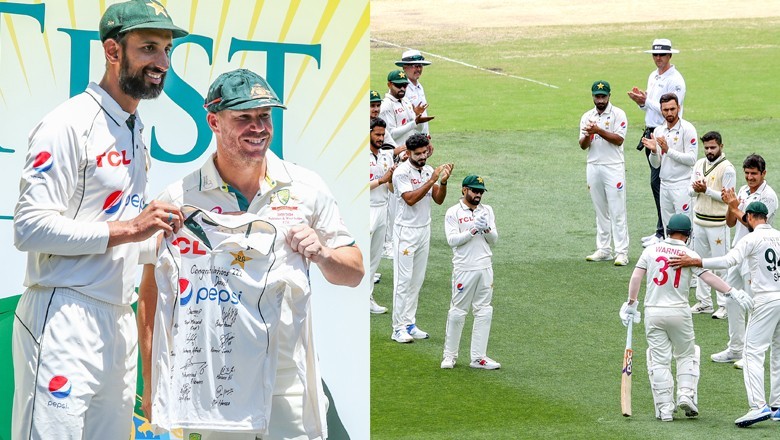 Pakistan team pays tribute to retiring David Warner by gifting him Babar Azam's jersey