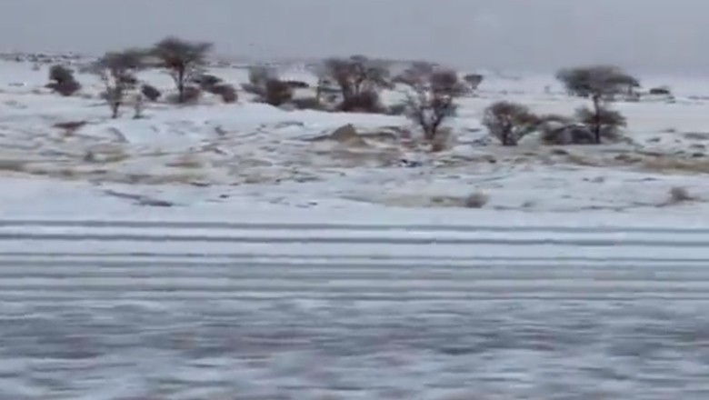 Breathtaking views after Saudi Arabia's Afif desert receives rare snowfall