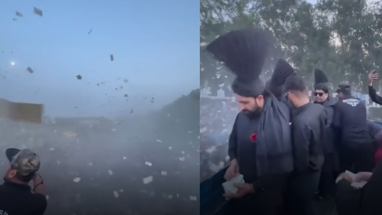 Currency notes worth millions of rupees showered on wedding guests in Sialkot