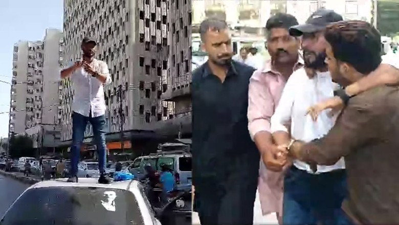 WATCH: Man attempts suicide outside Karachi Press Club