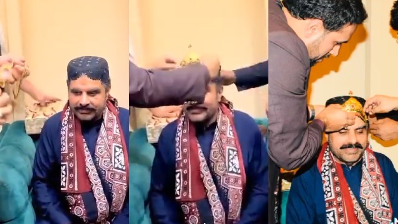 Old video of PPP's Nasir Shah getting gold crown as gift goes viral