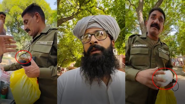 Lahore cop caught on camera taking honey from street vendor without paying