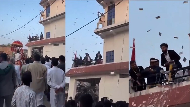 WATCH: Groom's family showers Rs2mln cash on couple