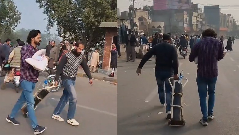 Lahore man walks with ailing baby and oxygen cylinder amid roadblocks