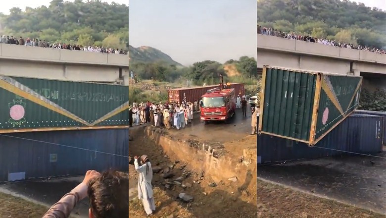 PTI workers remove containers to reach Islamabad