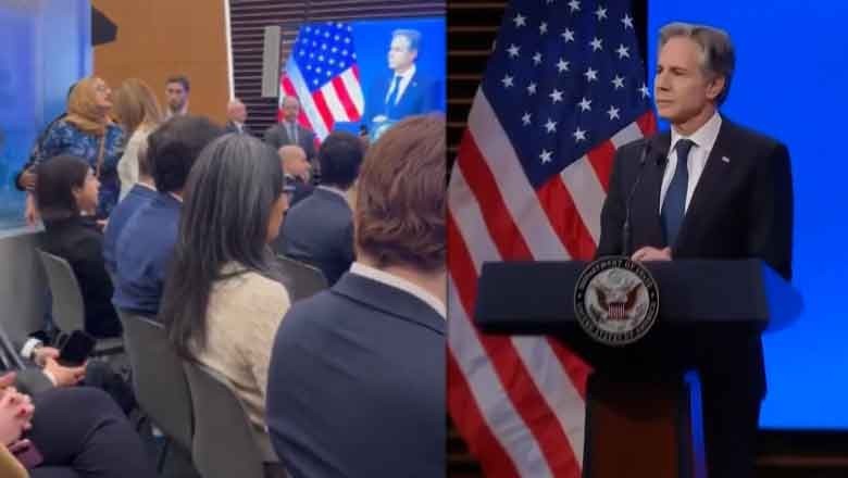 ‘Secretary of genocide,’ US activist protests during Antony Blinken’s speech