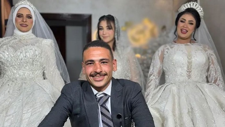 Egyptian man marries three Women simultaneously in a unique ceremony