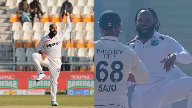 West Indies bowler mimics Sajid's celebration style after taking his wicket