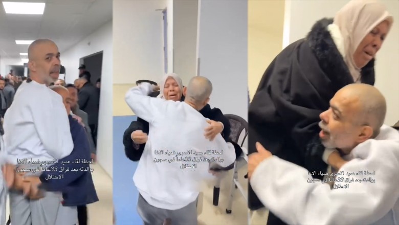 Freed Palestinian prisoner reunites with his mother after 33 years