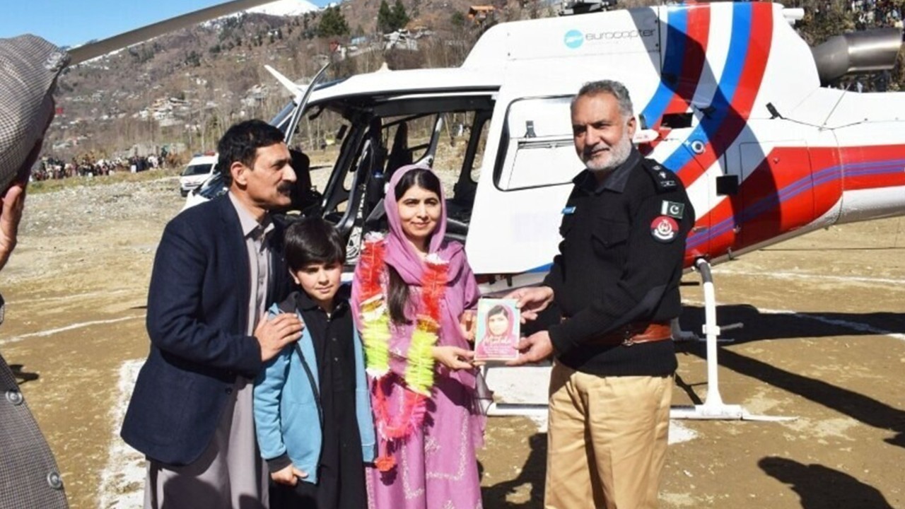 Malala visits hometown Barkana for first time since 2012 attack