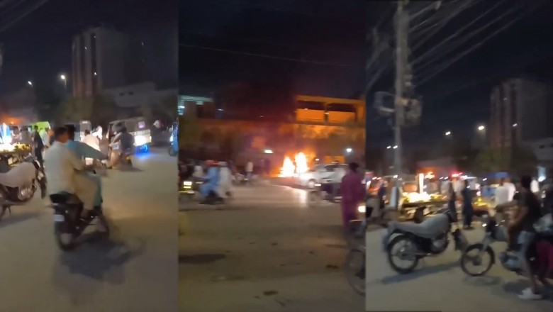 Reckless driver hits motorcycles, mob burns dumpers at Karachi's Powerhouse Chowrangi