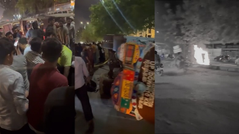 Mob torches water tanker in retaliation after accident near Karachi's Sakhi Hassan area