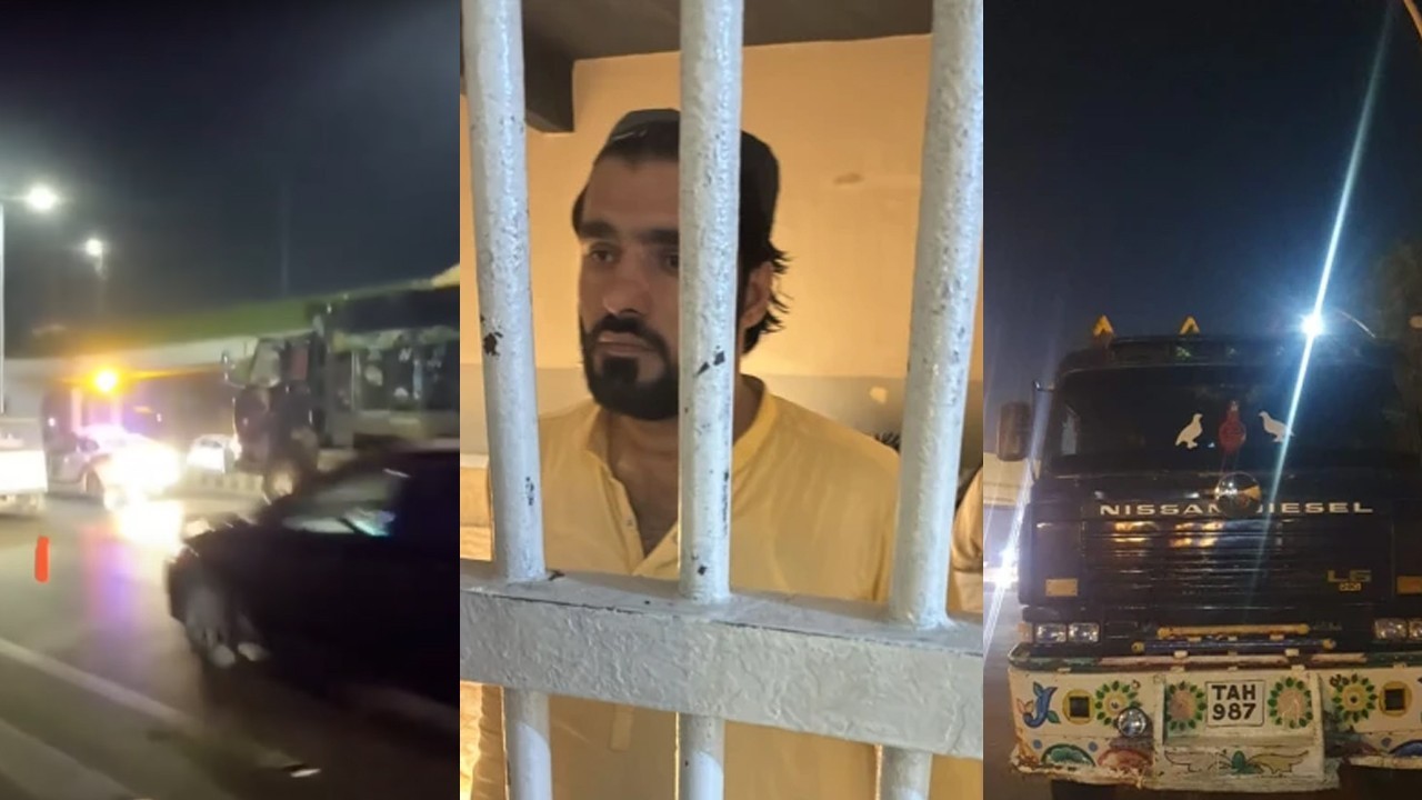 Dumper driver who rammed traffic police car on Karachi's Shahrah-e-Faisal surrenders