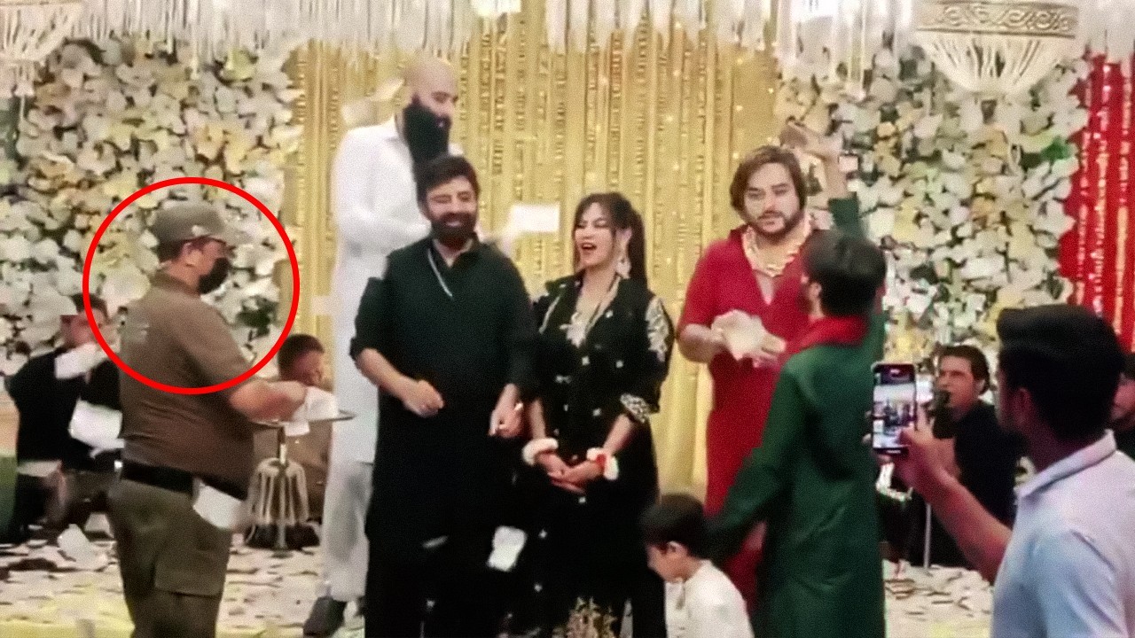 Punjab cop criticised for holding money tray at TikToker Kashif Zameer’s dance party