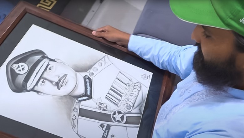 Army Chief's die-hard admirer sketches his portrait, hopes to meet him