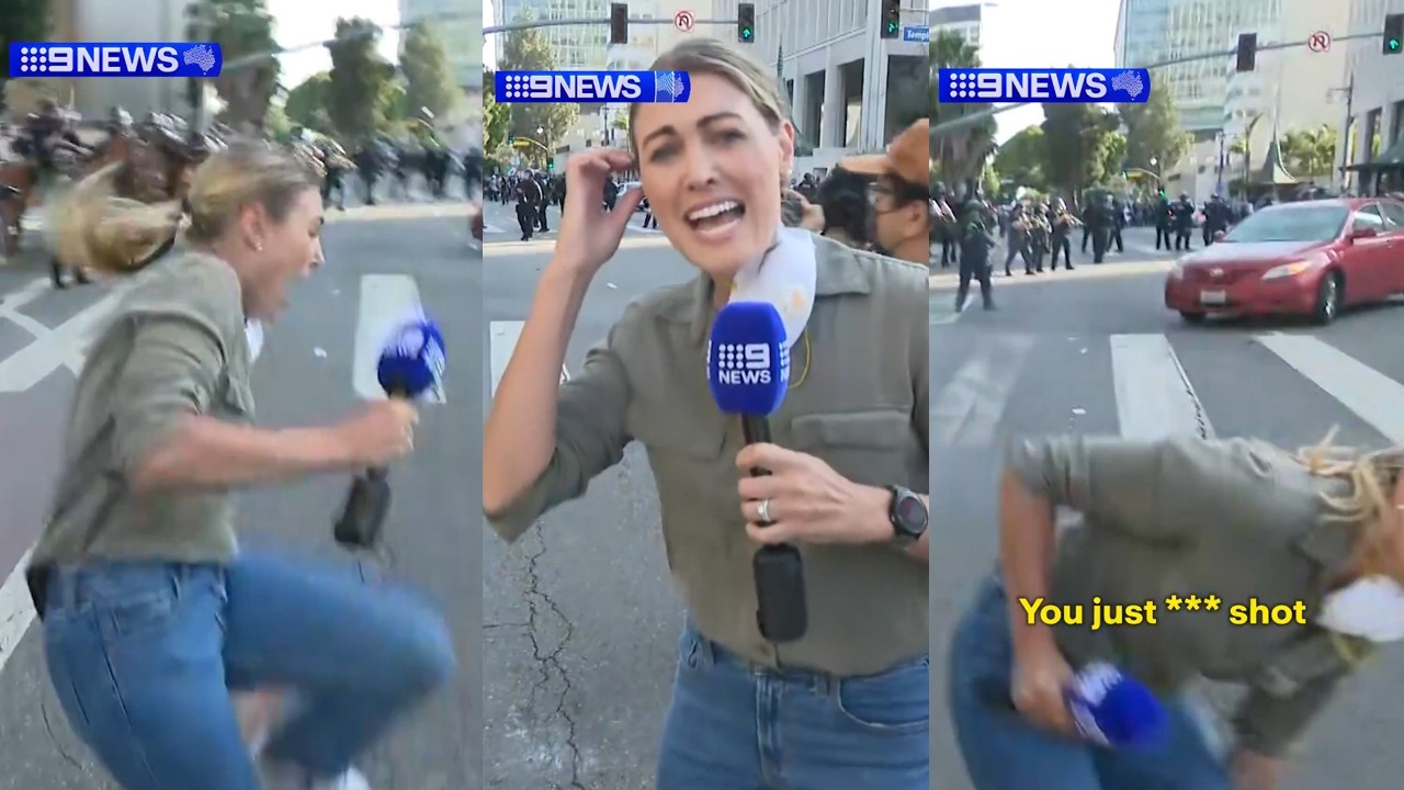 WATCH: Rubber bullet fired at Australian reporter in LA during protest against immigration crackdown