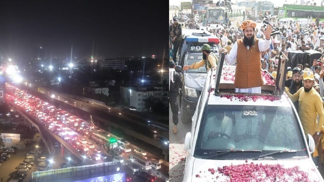 Commuters face hours-long traffic jam in Karachi amid JUI-F rally